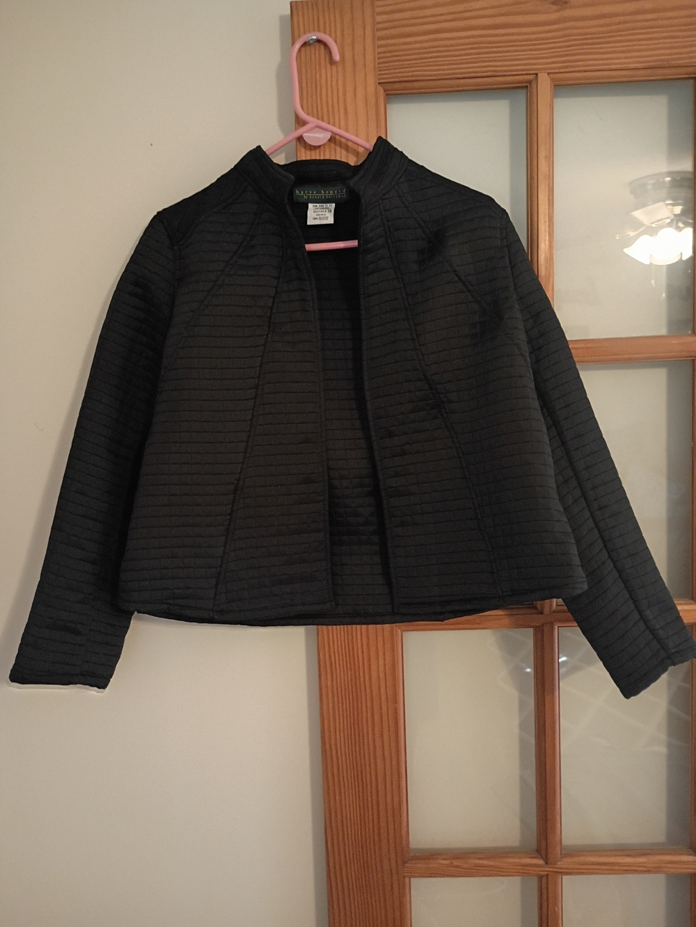 Harve Benard Black Quilted Collarless Jacket